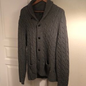 JCrew Men’s cable knit cashmere blend cardigan